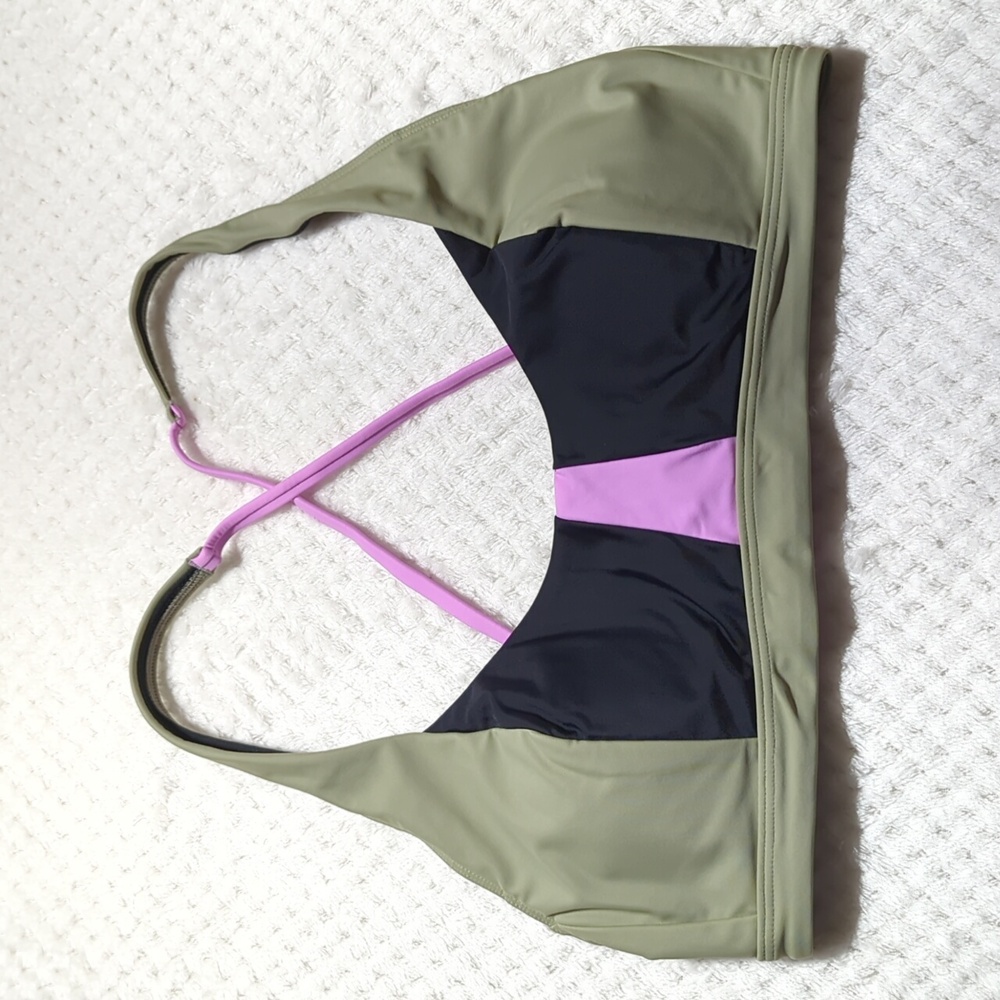 Prana Olive and Black Bikini Top